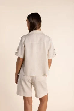 Two-T's Drew Linen Shirt - Natural - TT12 Clearance