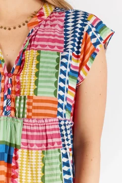 Lula Life Elena Tiered Dress - Multi - LL44 Clearance