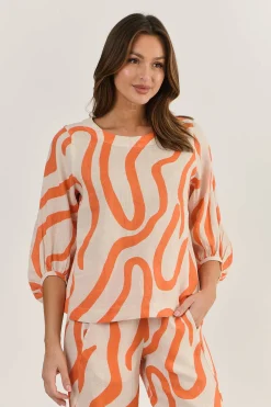 Naturals By O & J Ember Linen Top - Tamarind - OJ40 Best