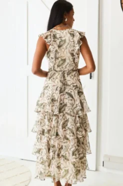 By Rosa Everly Ivory Foral Tiered Dress - BR1 Clearance