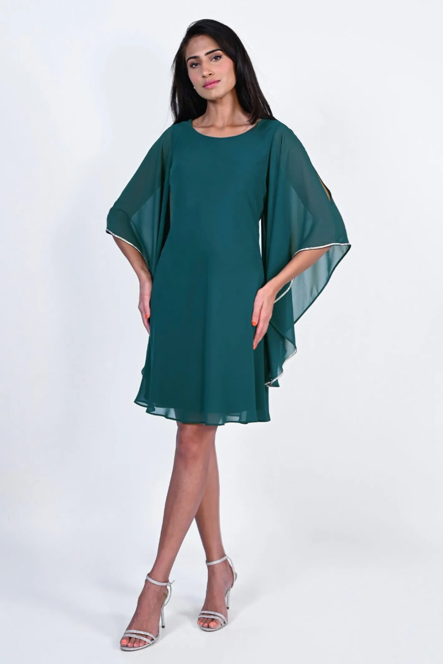 Frank Lyman Evie Chiffon Dress - Green - FL3 Clearance