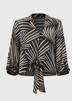 Joseph Ribkoff Gauze Tropical Print Top - Black - JR55