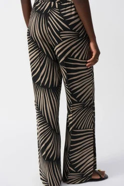 Joseph Ribkoff Gauze Tropical Print Wide Leg Pant - Black - JR56 Outlet