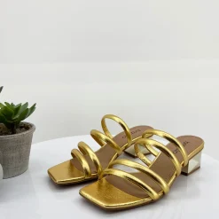 Brazilio Gold Double Strap Heel - BZ7 Outlet