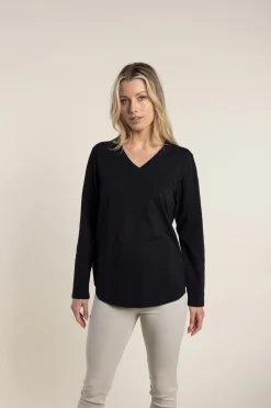 Two-T's Halli Long Sleeve Tee - Black - TT39 Sale