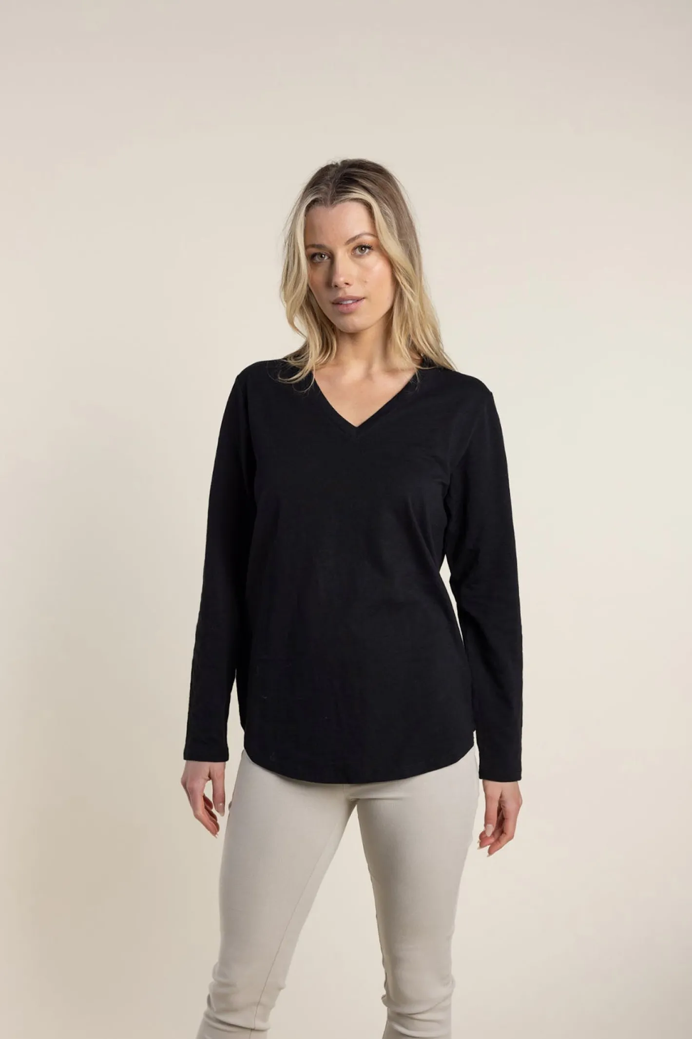 Two-T's Halli Long Sleeve Tee - Black - TT39 Sale