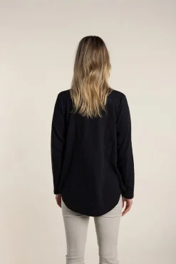 Two-T's Halli Long Sleeve Tee - Black - TT39 Sale