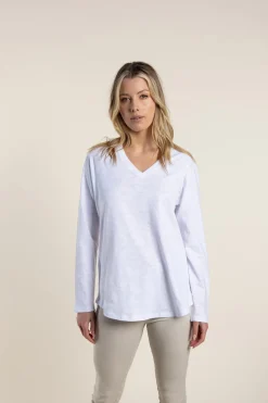 Two-T's Halli Long Sleeve Tee - White- TT39