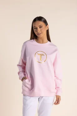 Two-T's Harlyn Metallic Logo Sweat - Pink Rose - TT55 Best