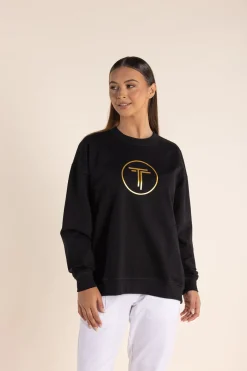 Two-T's Harlyn Metallic Logo Sweat - Black - TT55 New