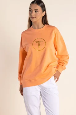 Two-T's Harlyn Metallic Logo Sweat - Mandarin - TT55 Sale