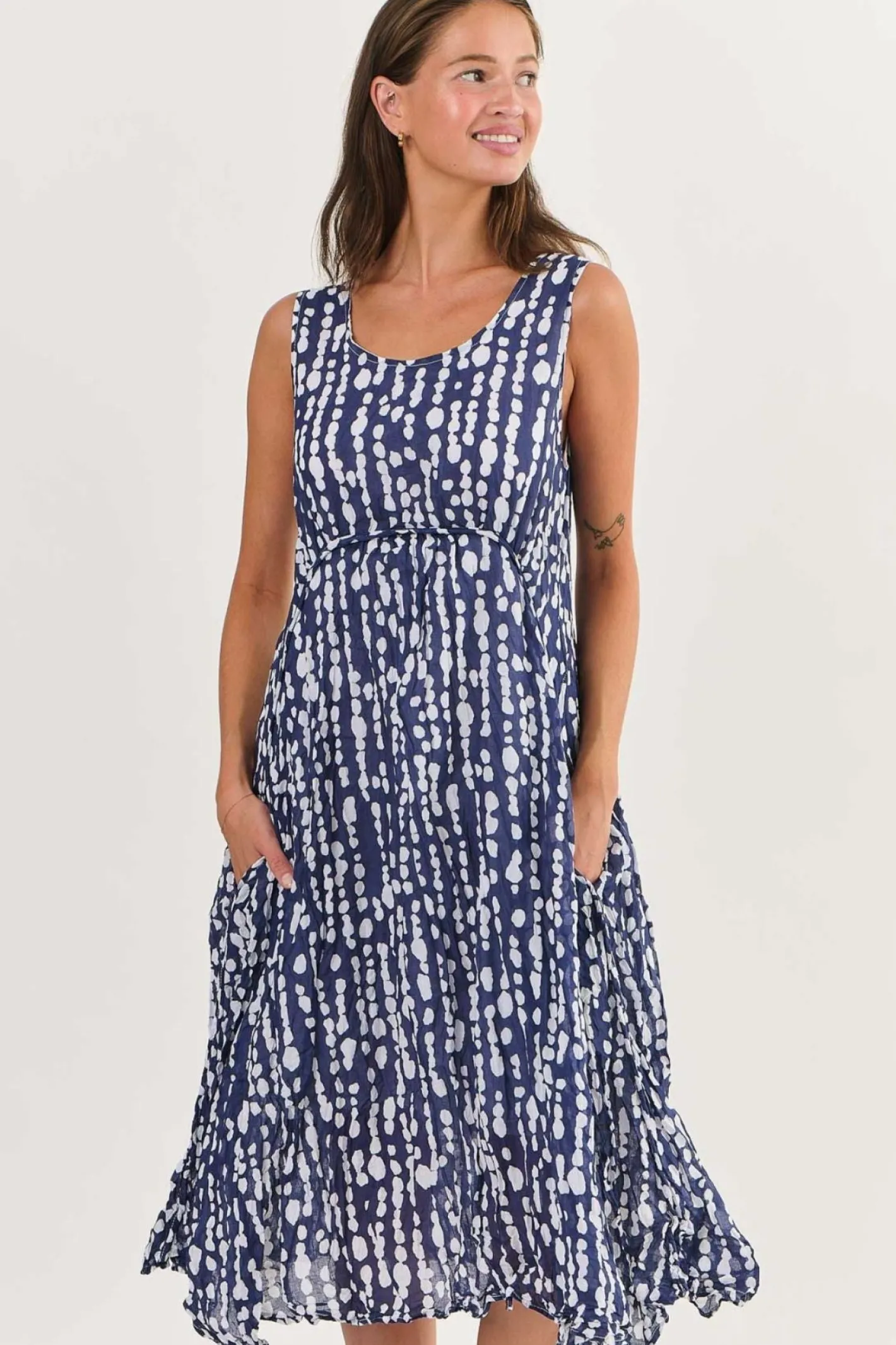 Namastai Henley Dress - Freshwater Pearl - N11 Discount