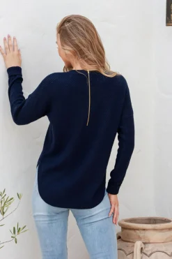 Silence & Noise I'm Famous Zip Knit - Navy - SN15 Online