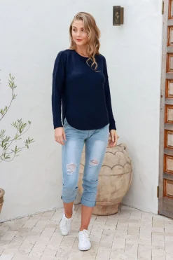Silence & Noise I'm Famous Zip Knit - Navy - SN15 Online