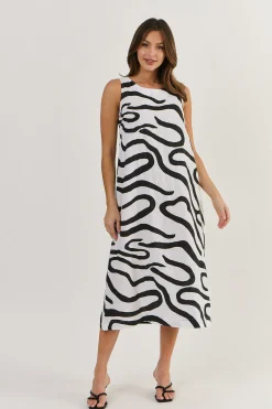 Naturals By O & J Isa Linen Dress - Black - OJ21 New