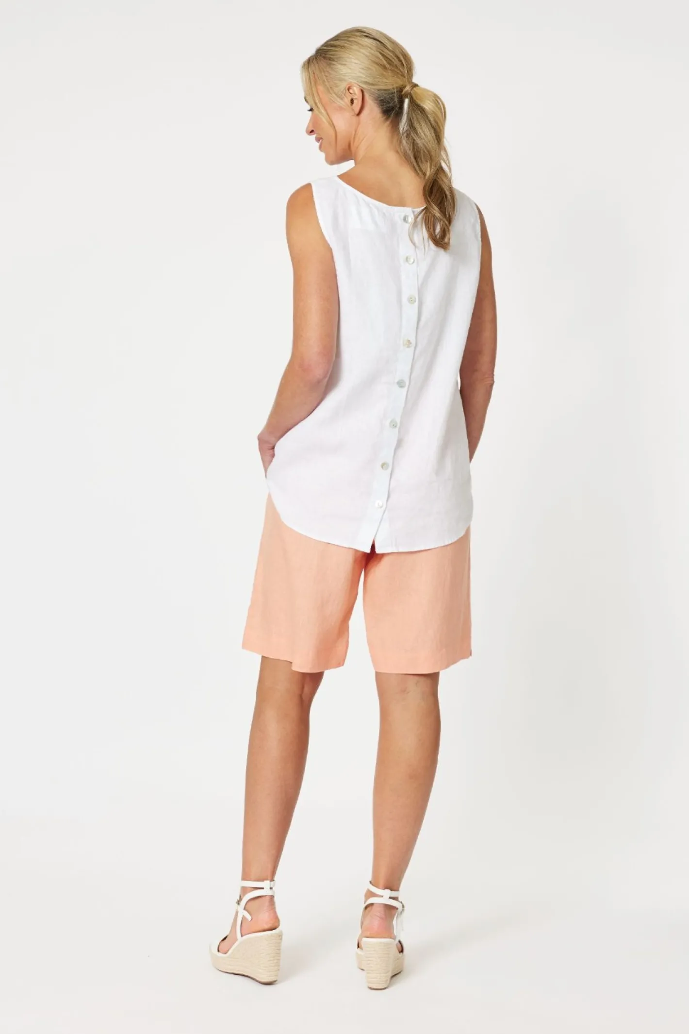 Gordon smith Jersey Waist Linen Shorts - Mandarine - GS8 Discount