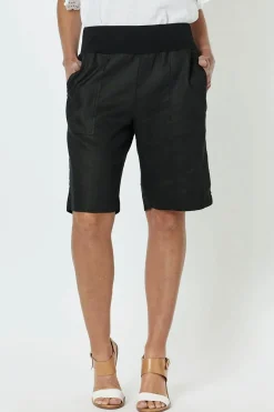 Gordon smith Jersey Waist Linen Shorts - Black - GS8 Clearance