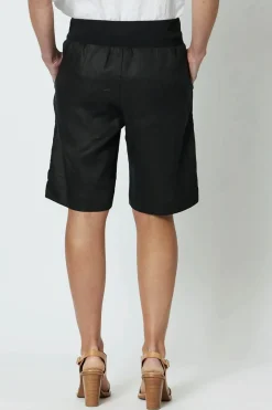 Gordon smith Jersey Waist Linen Shorts - Black - GS8 Clearance