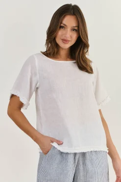 Naturals By O & J Kia Linen Top - White - OJ16