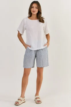 Naturals By O & J Kia Linen Top - White - OJ16
