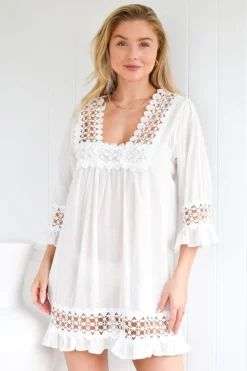 Zen Garden Lace Beach Dress - White - ZG4 Online
