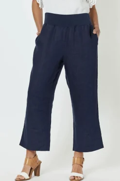 Gordon smith Lara Wide Leg Linen Pant - Navy - GS1 Discount