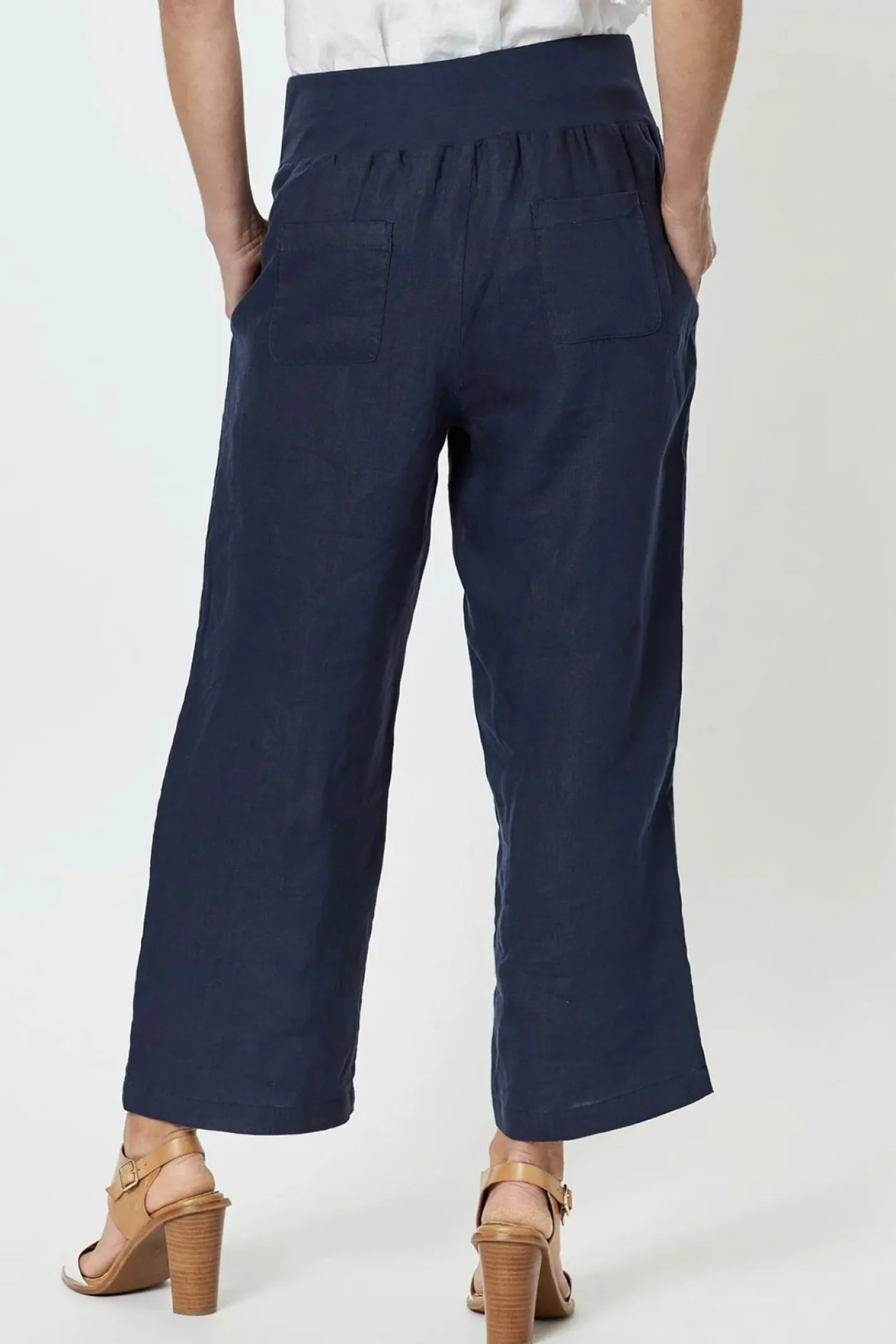 Gordon smith Lara Wide Leg Linen Pant - Navy - GS1 Discount