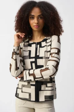 Joseph Ribkoff Leatherette Mesh Jacket - Moonstone - JR50 New