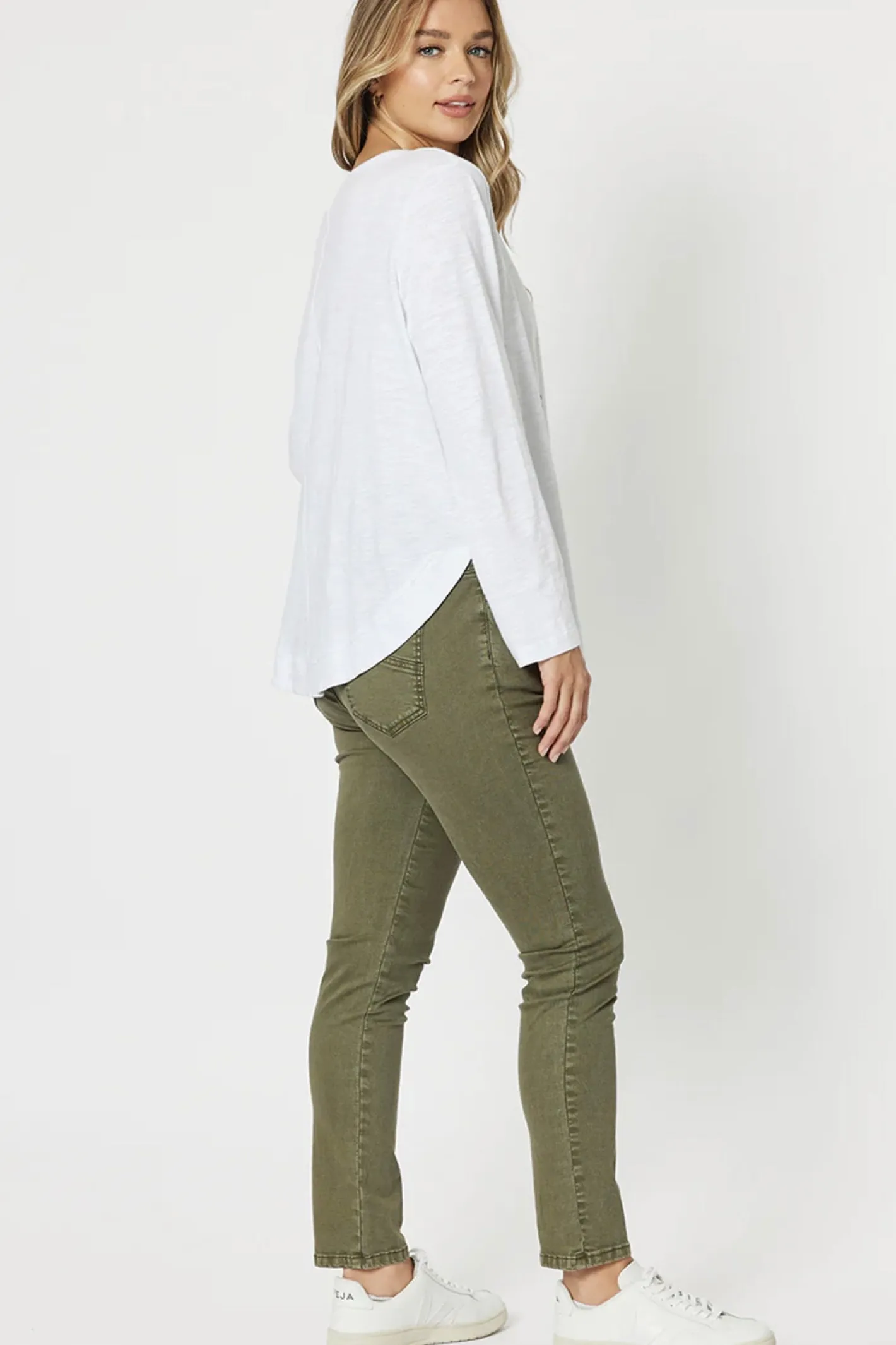 Threadz Lily Pull On Slim leg Jeans - Khaki - TZ17 New