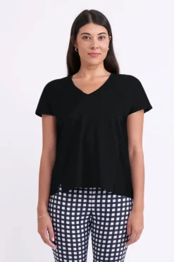 Foil Line Em Up Top - Black - F1