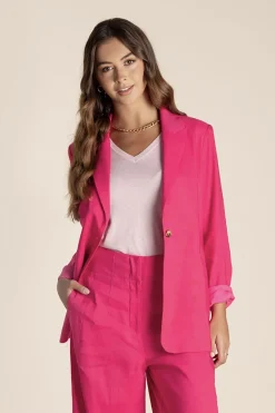 Two-T's Linen Blazer - Raspberry - TT10