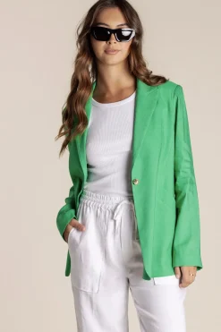 Two-T's Linen Blazer - Sea Green - TT10 Hot