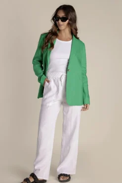 Two-T's Linen Blazer - Sea Green - TT10 Hot