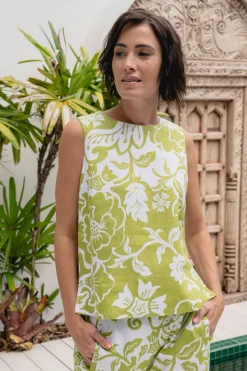 See Saw Linen Shell Top - Vine - SS24 Best