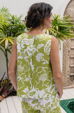 See Saw Linen Shell Top - Vine - SS24 Best