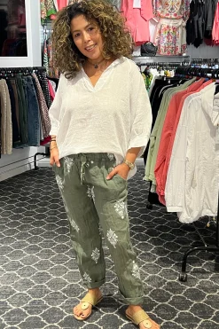 Cindy G Linen Top - White - CG45 Clearance