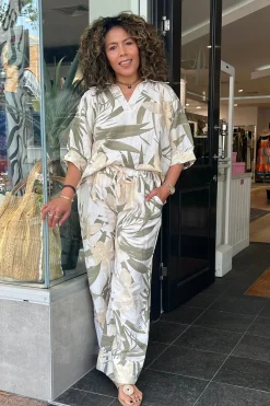 Cindy G Lucy Print Pants - Khaki/Gold - CG49 Hot