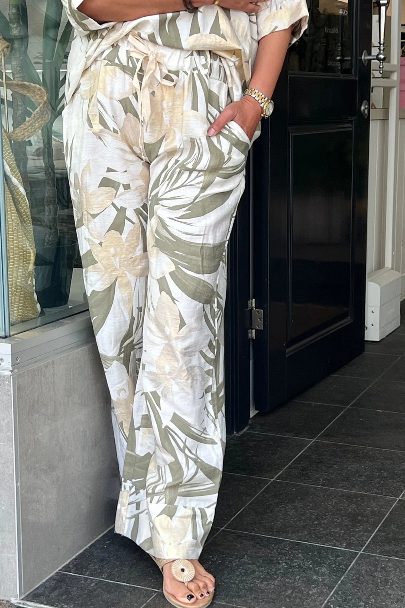 Cindy G Lucy Print Pants - Khaki/Gold - CG49 Hot