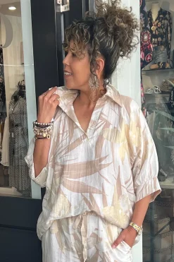 Cindy G Lucy Print Top - Natural/Gold - CG48 Best