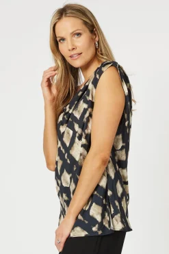 Hammock & Vine Marrakesh Bias Cut Cami - Navy/Stone - HV33 Outlet