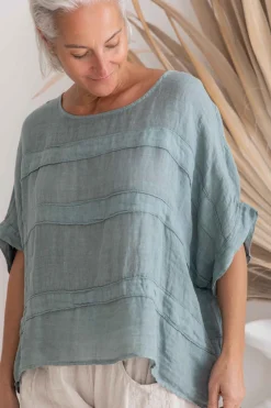 The Italian Cartel Melfi Linen Top - Blue - IC47 Best