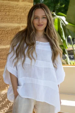 The Italian Cartel Melfi Linen Top - White - IC47 Sale