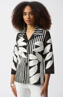 Joseph Ribkoff Mesh and Satin Soutache Jacket - JR67