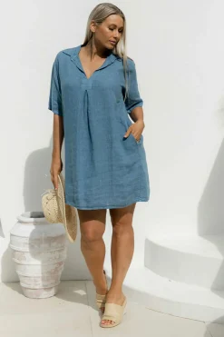 The Italian Cartel Milly Dress - Denim - IC37 Hot