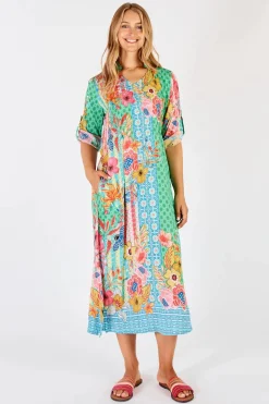 Lula Life Miranda Midi Dress - Sea - LL7 Clearance