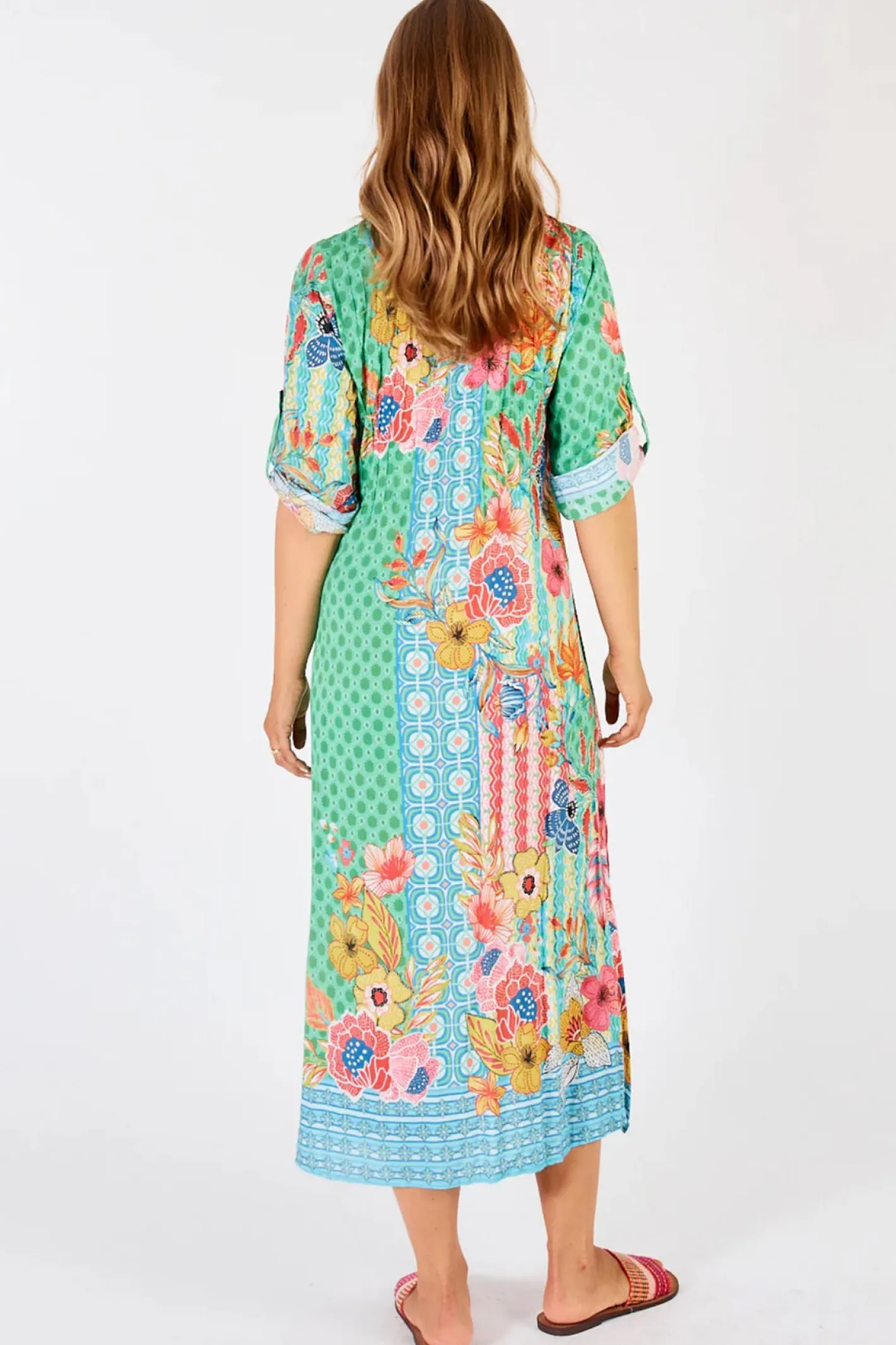 Lula Life Miranda Midi Dress - Sea - LL7 Clearance
