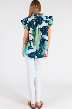 Lula Life Mitzuki Ruffle Top - Navy - LL41 Hot