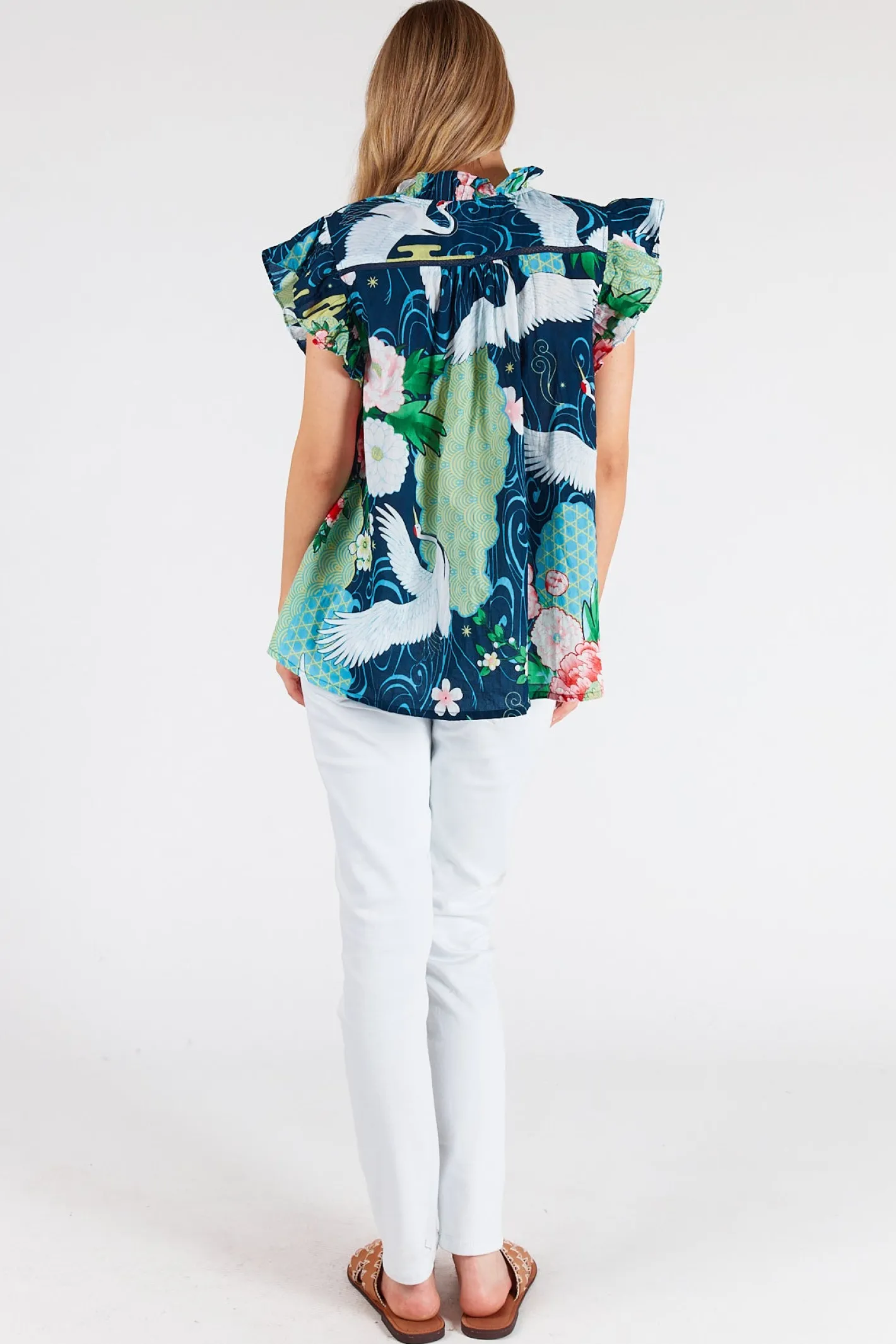 Lula Life Mitzuki Ruffle Top - Navy - LL41 Hot
