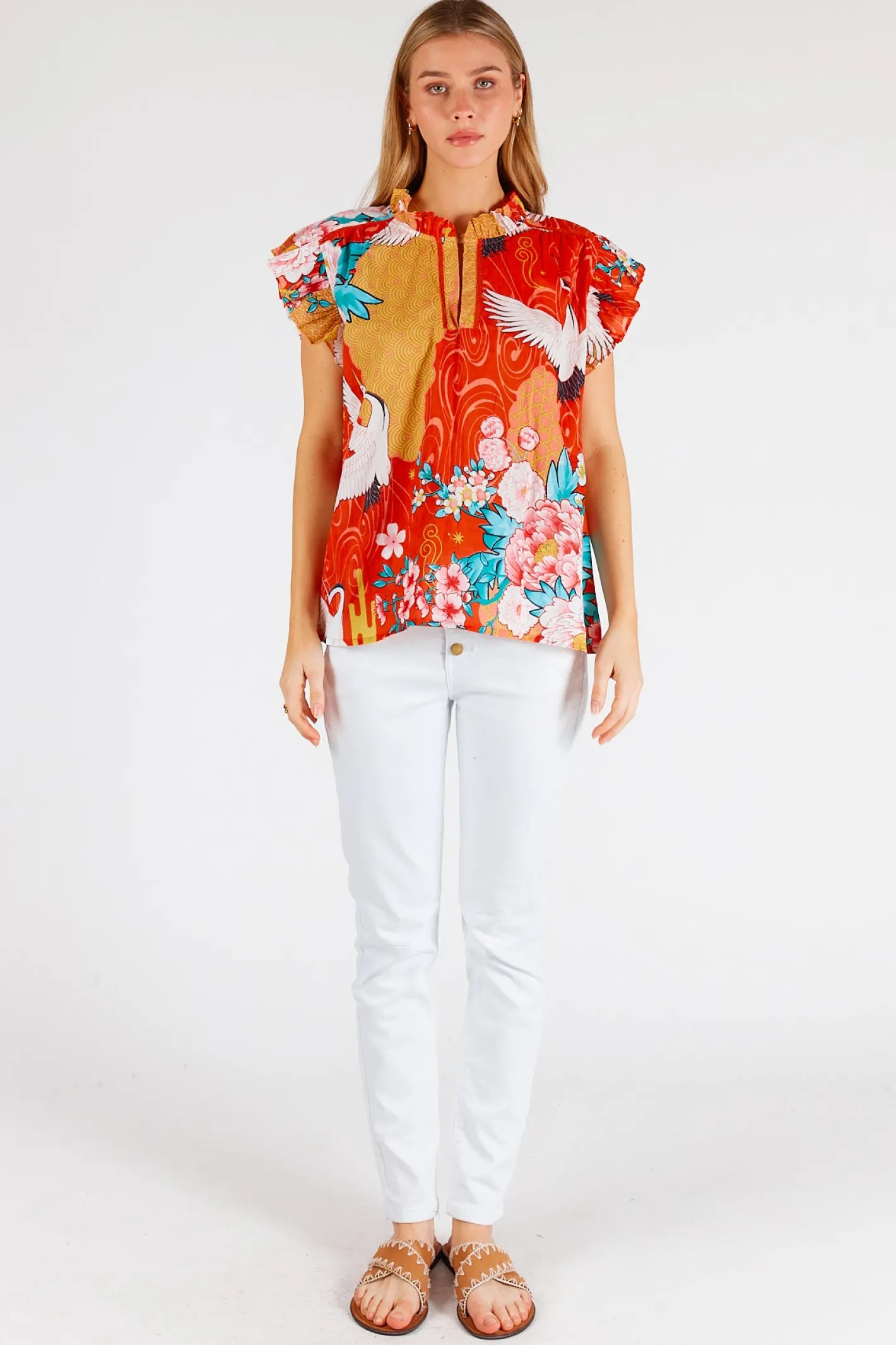 Lula Life Mitzuki Ruffle Top - Red - LL41 Clearance