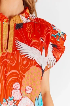 Lula Life Mitzuki Ruffle Top - Red - LL41 Clearance